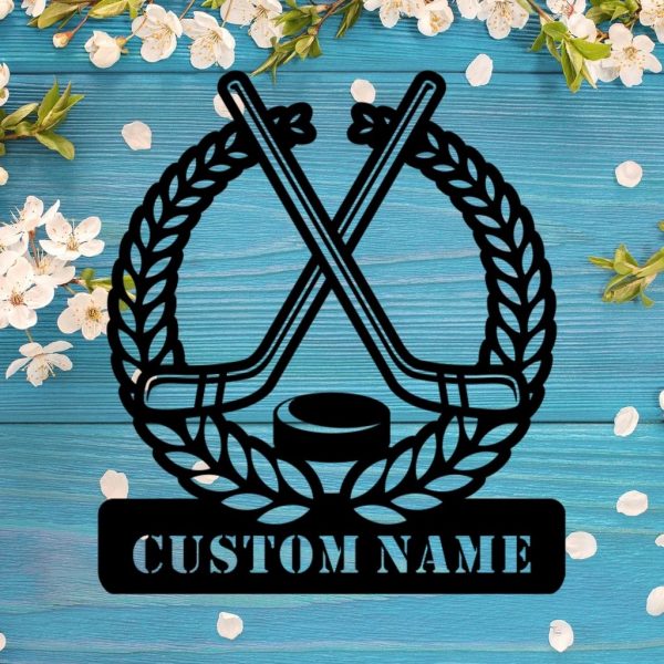Personalized Ice Hockey Metal Wall Art Custom Player Name Sign Decor Home