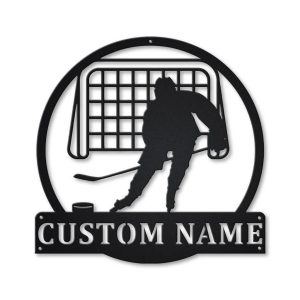 Personalized Ice Hockey Player Metal Name Sign Wall Art Decor for Room 1