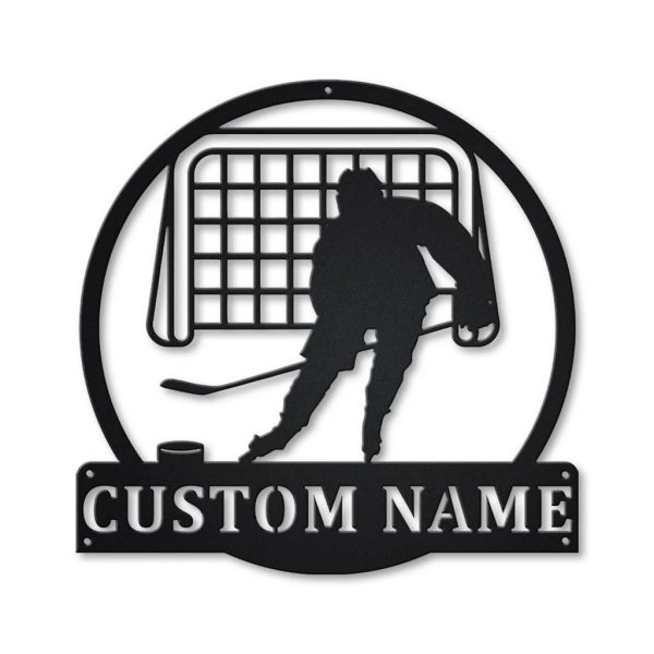 Personalized Ice Hockey Player Metal Name Sign Wall Art Decor for Room