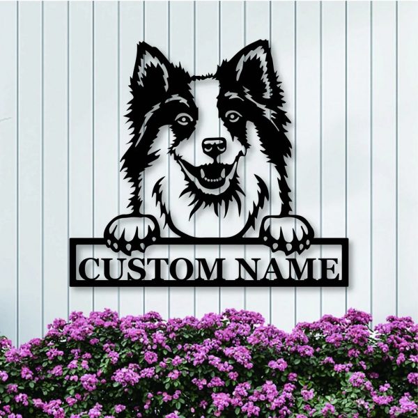 Personalized Icelandic Sheepdog Metal Name Sign Garden Decor Gift for Dog Lovers