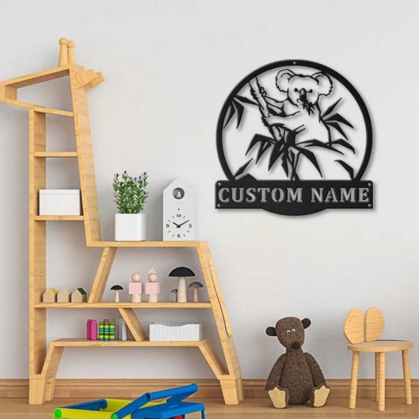 Personalized Koala Bear Metal Sign Art Home Decor Gift for Animal Lover