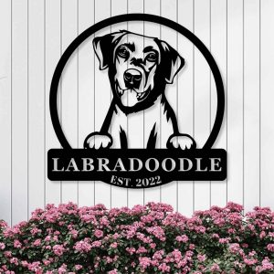 Personalized Labradoodle Dog Metal Name Sign Gardern Decor Gift for Dog Lovers 1