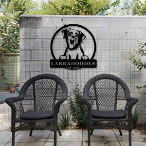 Personalized Labradoodle Dog Metal Name Sign Gardern Decor Gift for Dog Lovers 3