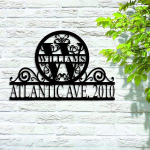 Personalized Last Name Letter Address Sign Custom Metal Monogram Housewarming Gift Outdoor Wreath Decor Sign 1
