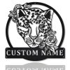 Personalized Leopard With Flower Metal Sign Art Home Decor Gift for Animal Lover 1