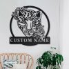 Personalized Leopard With Flower Metal Sign Art Home Decor Gift for Animal Lover 4