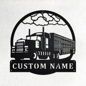 Personalized Livestock Semi Truck Metal Name Sign Home Decor Gift for Truck Drivers