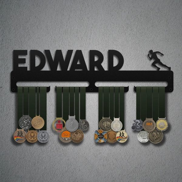 Personalized Marathon Medal Hanger Display Wall Rack Frame Gift for Men Runner