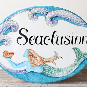 Personalized Mermaid Beach House Coastal Nautical Theme Metal Sign Beach Sea Waves Address Sign