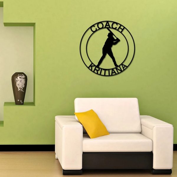 Personalized Metal Baseball Batter Sign Wall Decor Room Gift for Baseball Player