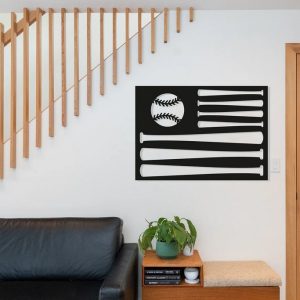 Personalized Metal Baseball Flag Sign Wall Decor Room Gift for Baseball Player 2