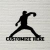 Personalized Metal Baseball Pitcher Sign Wall Decor Room Gift for Baseball Player