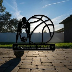 Personalized Metal Basketball Player Name Sign Wall Decor Home Birthday Gift 2
