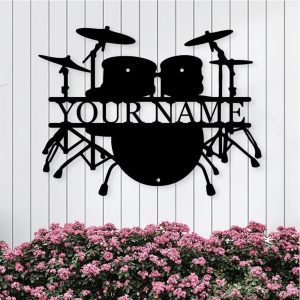 Personalized Metal Drum Set Sign Instrument Rock Music Studio Decor Gift for Drummer 1