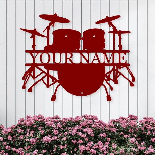 Personalized Metal Drum Set Sign Instrument Rock Music Studio Decor Gift for Drummer