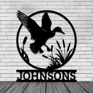 Personalized Metal Duck Hunting Sign Custom Hunter Name Signs Decor Room Gift for Dad