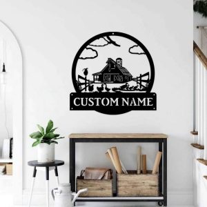 Personalized Metal Family Name Sign Ranch Housefarm Decor Outdoor Gift for Farmer