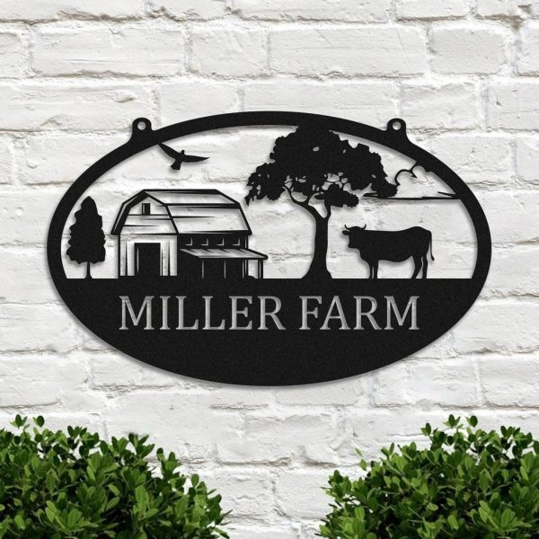 Personalized Metal Farmhouse Name Sign Farm Outdoor Decor Home Gift for Farmer