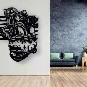 Personalized Metal Firefighter Sign Fire Department Wall Art Decor Gift for Man Fireman
