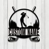 Personalized Metal Golfer Sign Wall Art Custom Golf Name Sign Gift for Dad 1