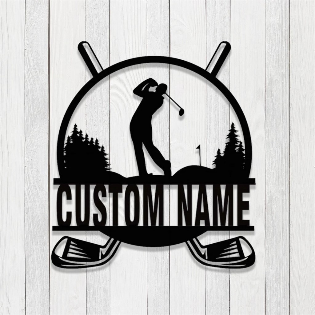 Personalized Metal Golfer Sign Wall Art Custom Golf Name Sign Gift for Dad Metal Golf Signs