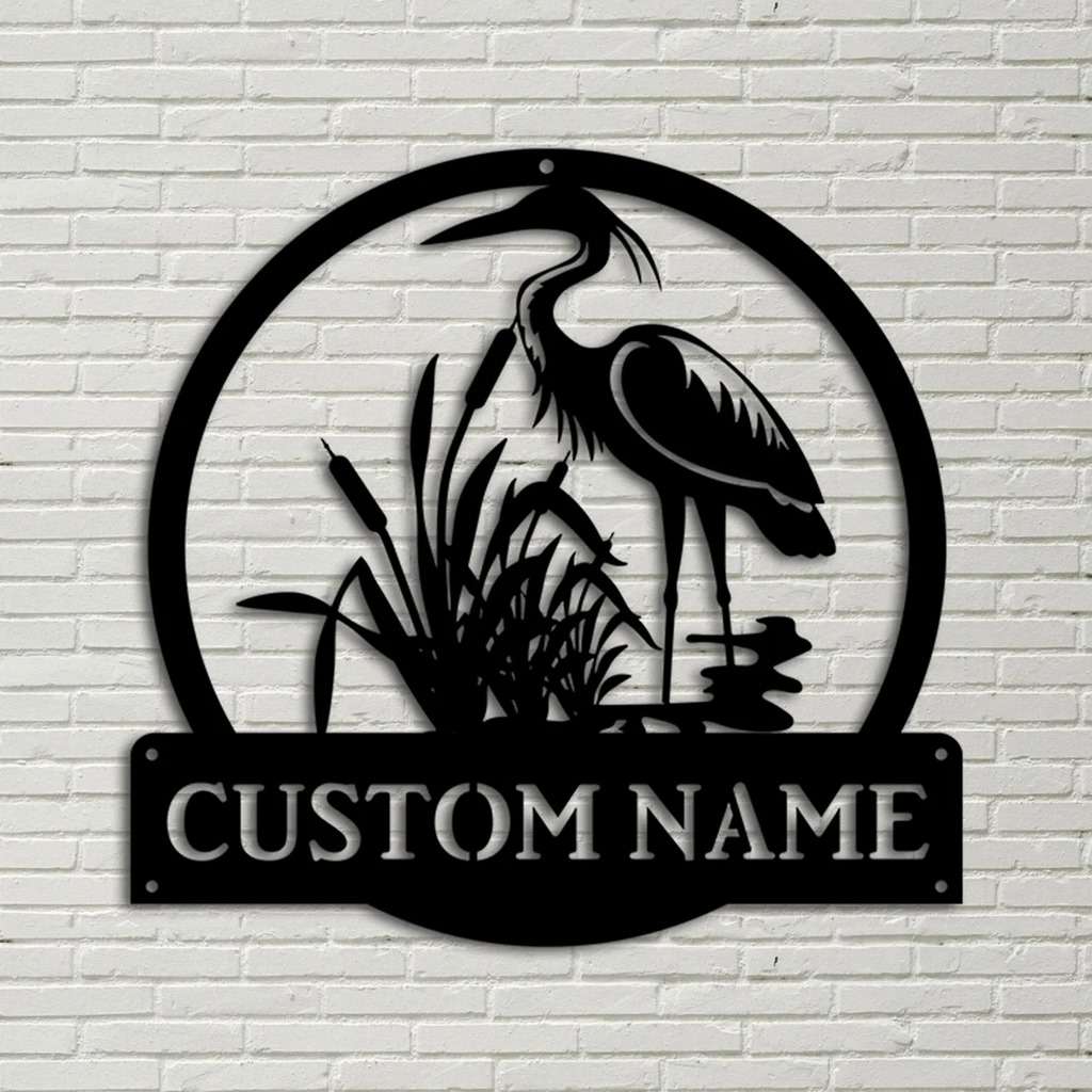 Personalized Metal Herons Bird Sign Housefarm Decor Outdoor Metal Farmhouse Sign