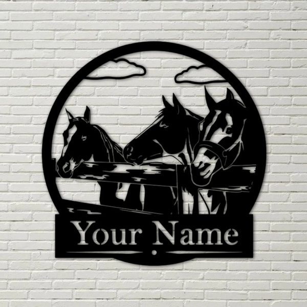 Personalized Metal Horses Ranch Signs House Warming Gift for Farmer Rustic Farm Decor