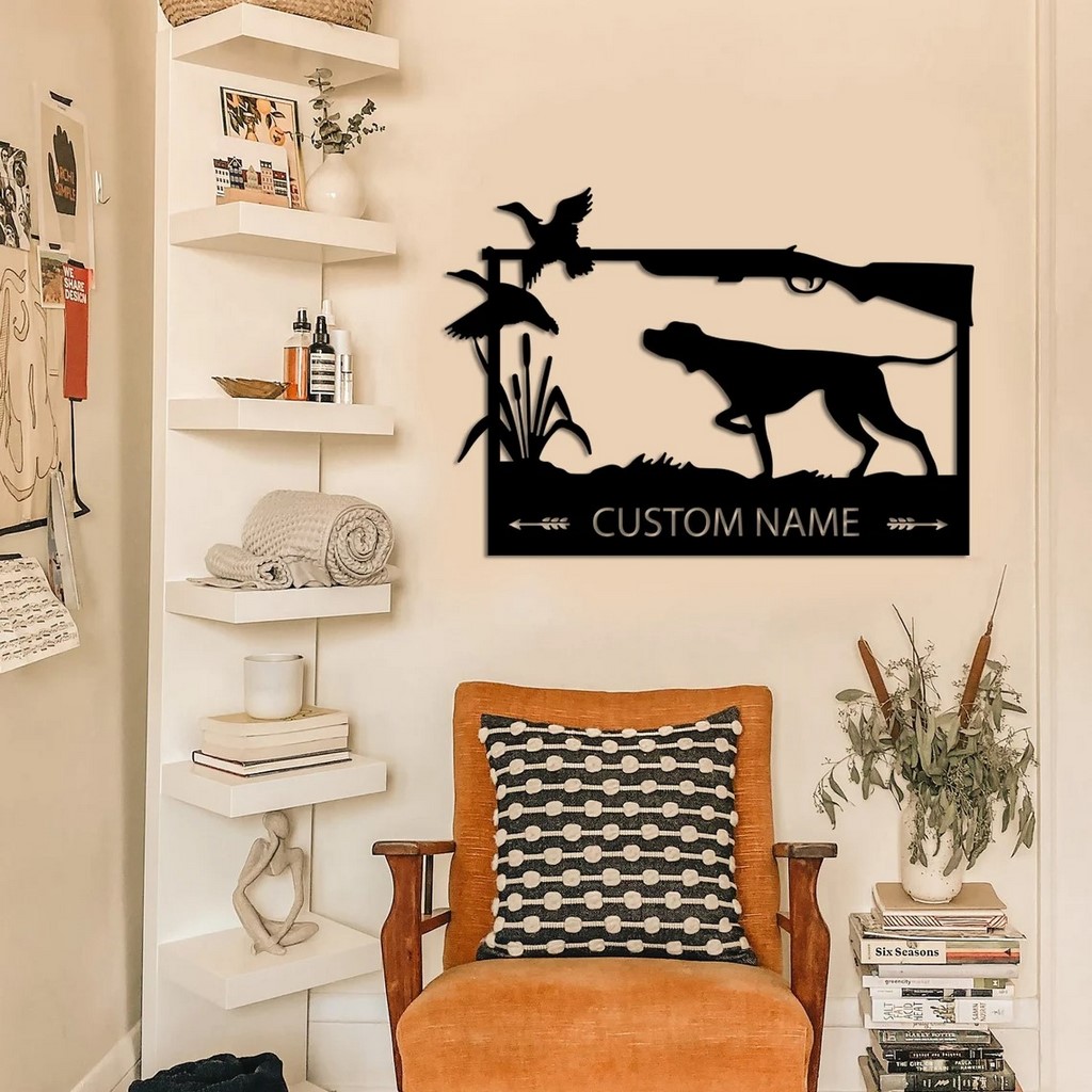 Personalized Metal Hunting Dog Sign Custom Hunter Name Signs Wall Decor