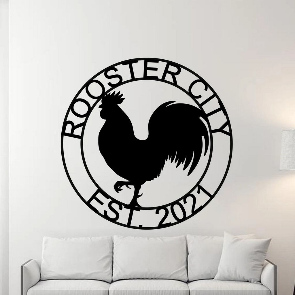 Personalized Metal Rooster Chicken Coop  Signs House Warming Gift for Farmer Rustic Farm Decor