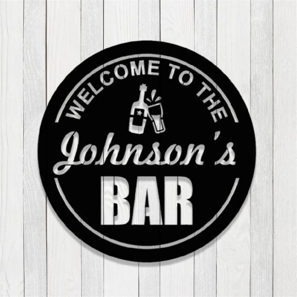 Personalized Metal Welcome To The Bar Sign Home Pub Decor Man Cave Gift