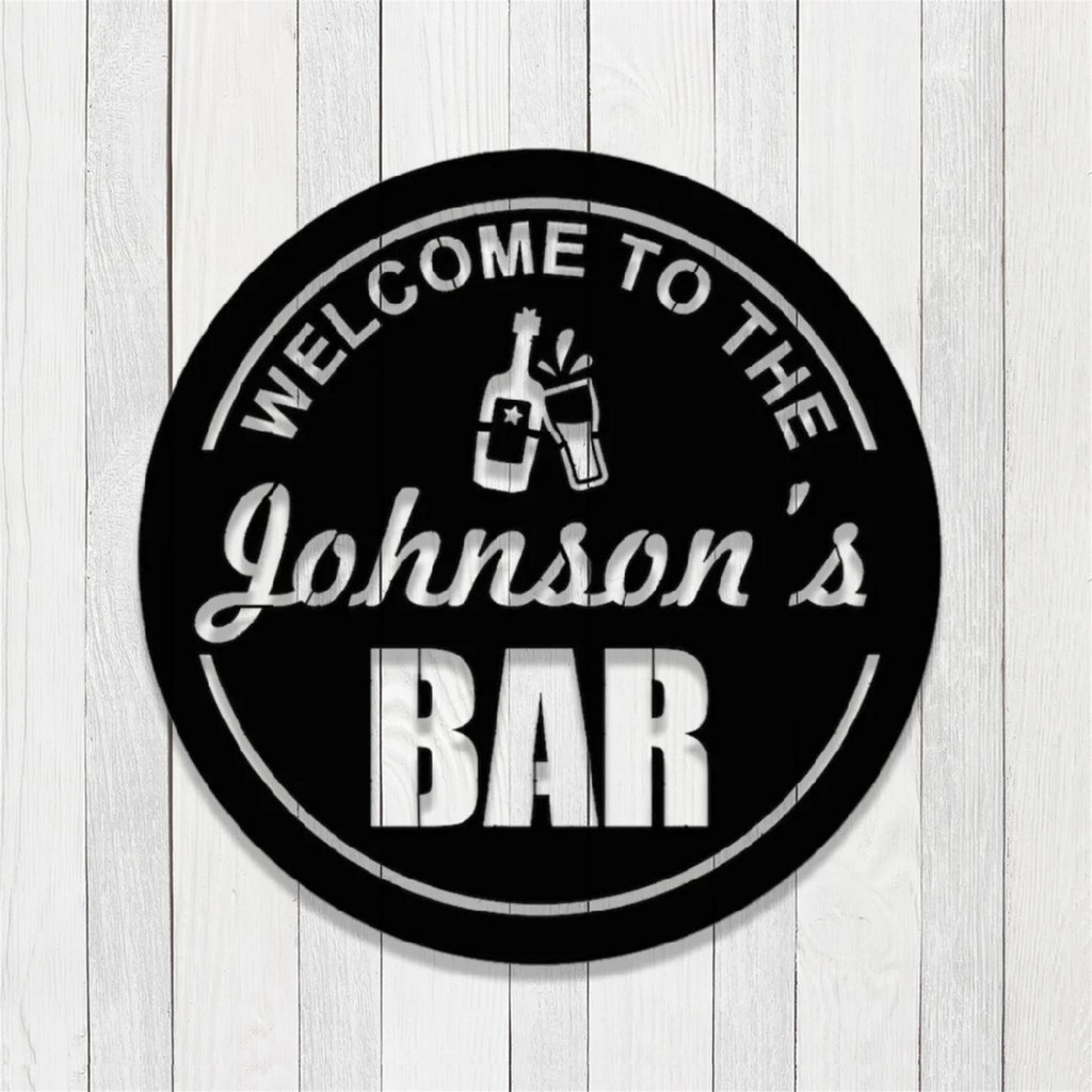 Personalized Metal Welcome To The Bar Sign Home Pub Decor Man Cave Gift