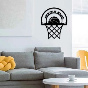 Personalized Metal basketball basket Sign Wall Decor Home Birthday Gift for Player 2