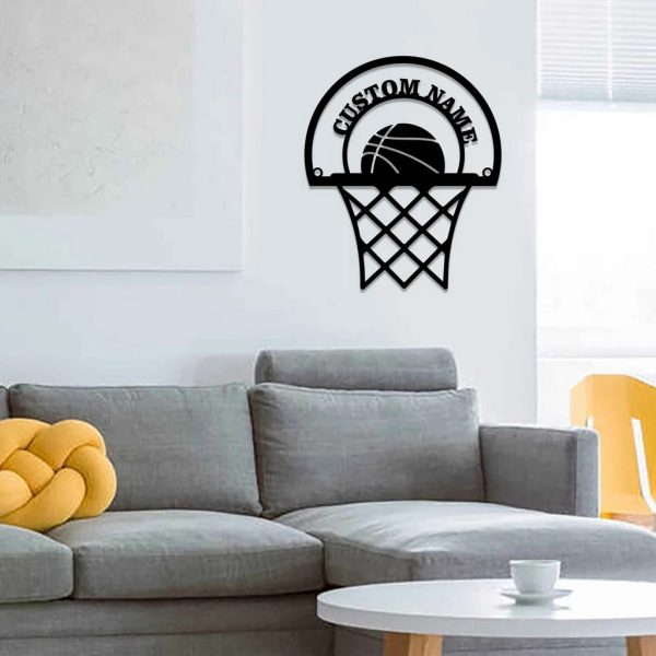 Personalized Metal basketball basket Sign Wall Decor Home Birthday Gift for Player