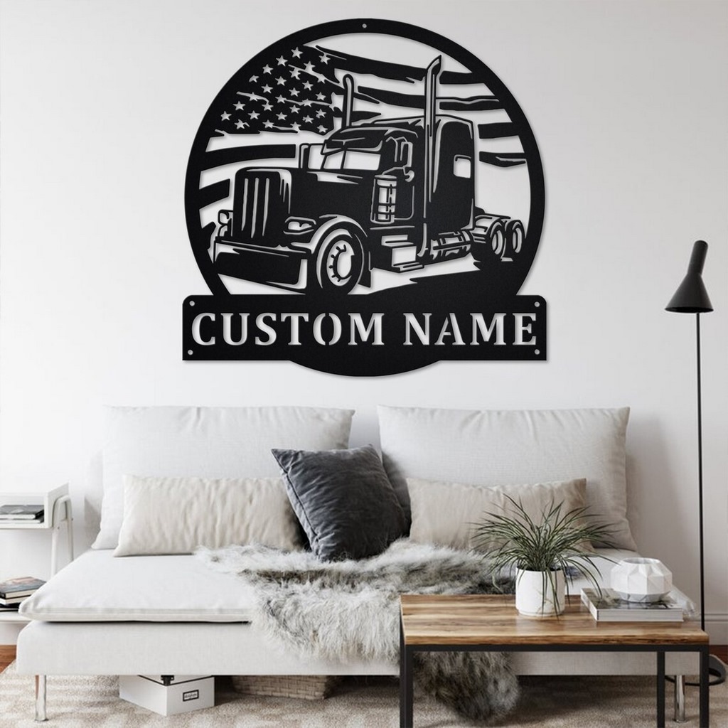 Personalized Mining Truck Metal Name Sign Home Decor Gift for Truck Drivers 3