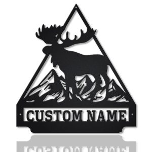 Personalized Moose Triangle Metal Sign 1