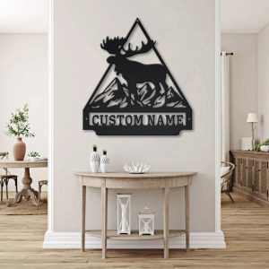 Personalized Moose Triangle Metal Sign 3