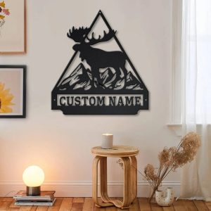 Personalized Moose Triangle Metal Sign 4