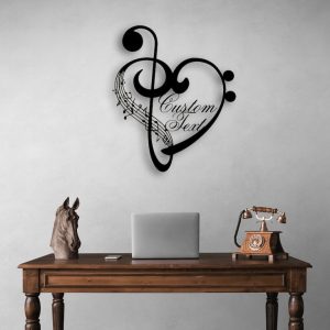 Personalized Music Notes Gift Music Notes and Heart Metal Wall Art Customized Gift for Musician Music Room Decor 1