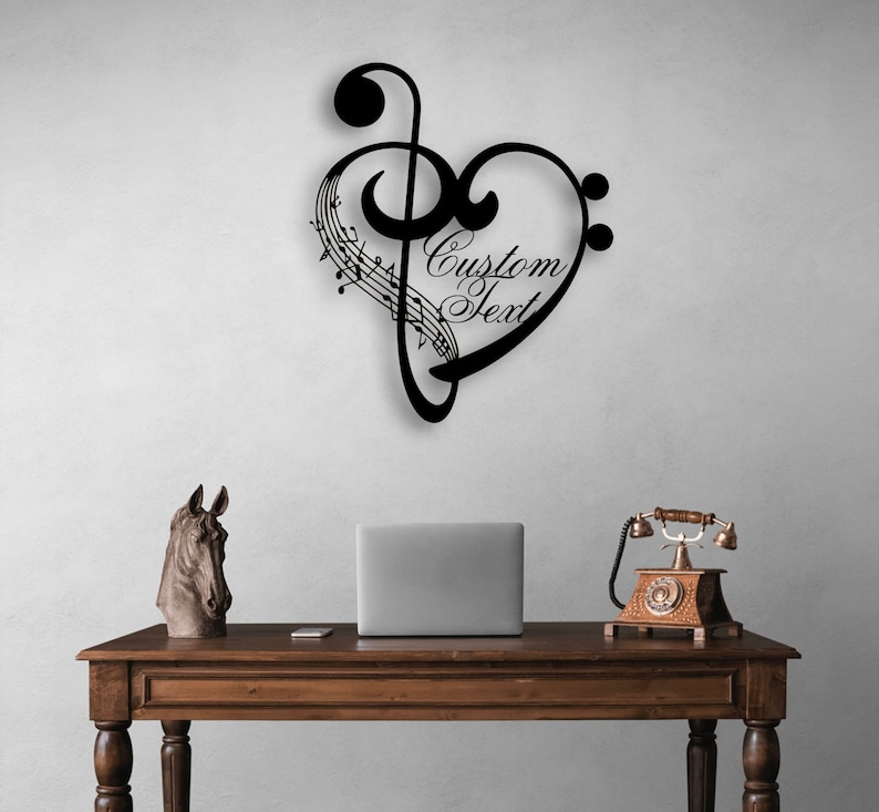 Personalized Music Notes Gift Music Notes and Heart Metal Wall Art Customized Gift for Musician Music Room Decor