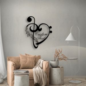 Personalized Music Notes Gift Music Notes and Heart Metal Wall Art Customized Gift for Musician Music Room Decor 2