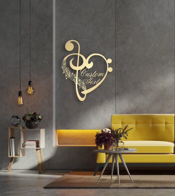 Personalized Music Notes Gift Music Notes and Heart Metal Wall Art Customized Gift for Musician Music Room Decor