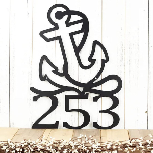 Personalized Nautical House Number with Anchor Metal sign Beach Sign Street Name Home Decoration Housewarming Gift 1