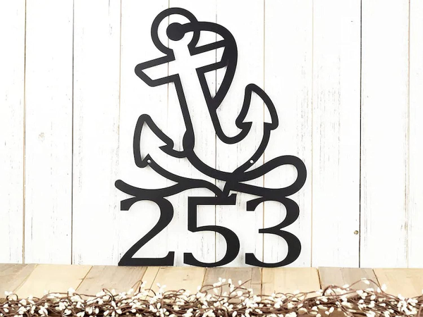 Personalized Nautical House Number with Anchor Metal sign Beach Sign Street Name Home Decoration Housewarming Gift