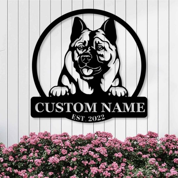 Personalized Norwegian Elkhound Dog Metal Name Sign Gardern Decor Gift for Dog Lovers