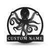 Personalized Octopus Metal Sign Art Beach House Decor Gift for Animal Lover 1