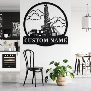 Personalized Oil Drilling Truck Truck Metal Name Sign Home Decor Gift for Truck Drivers 3