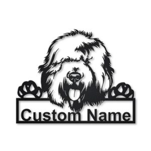 Personalized Old English Sheepdog Metal Sign Art Home Decor Gift for Dog Lover