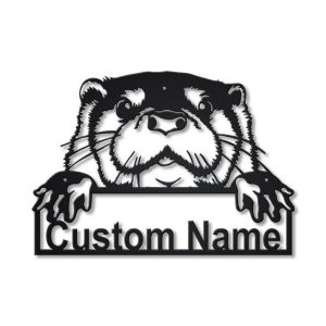 Personalized Otter Metal Sign Art Home Decor Gift for Animal Lover
