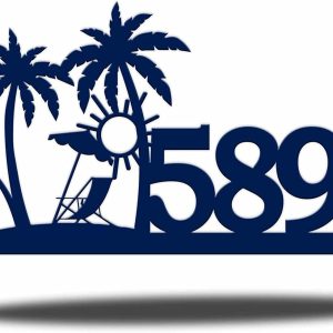 Personalized Palm Tree Beach Address Sign Custom Beach Theme Address Plaque 1