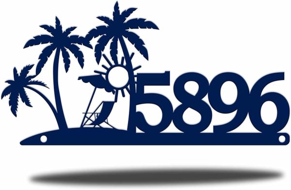Personalized Palm Tree Beach Address Sign Custom Beach Theme Address Plaque